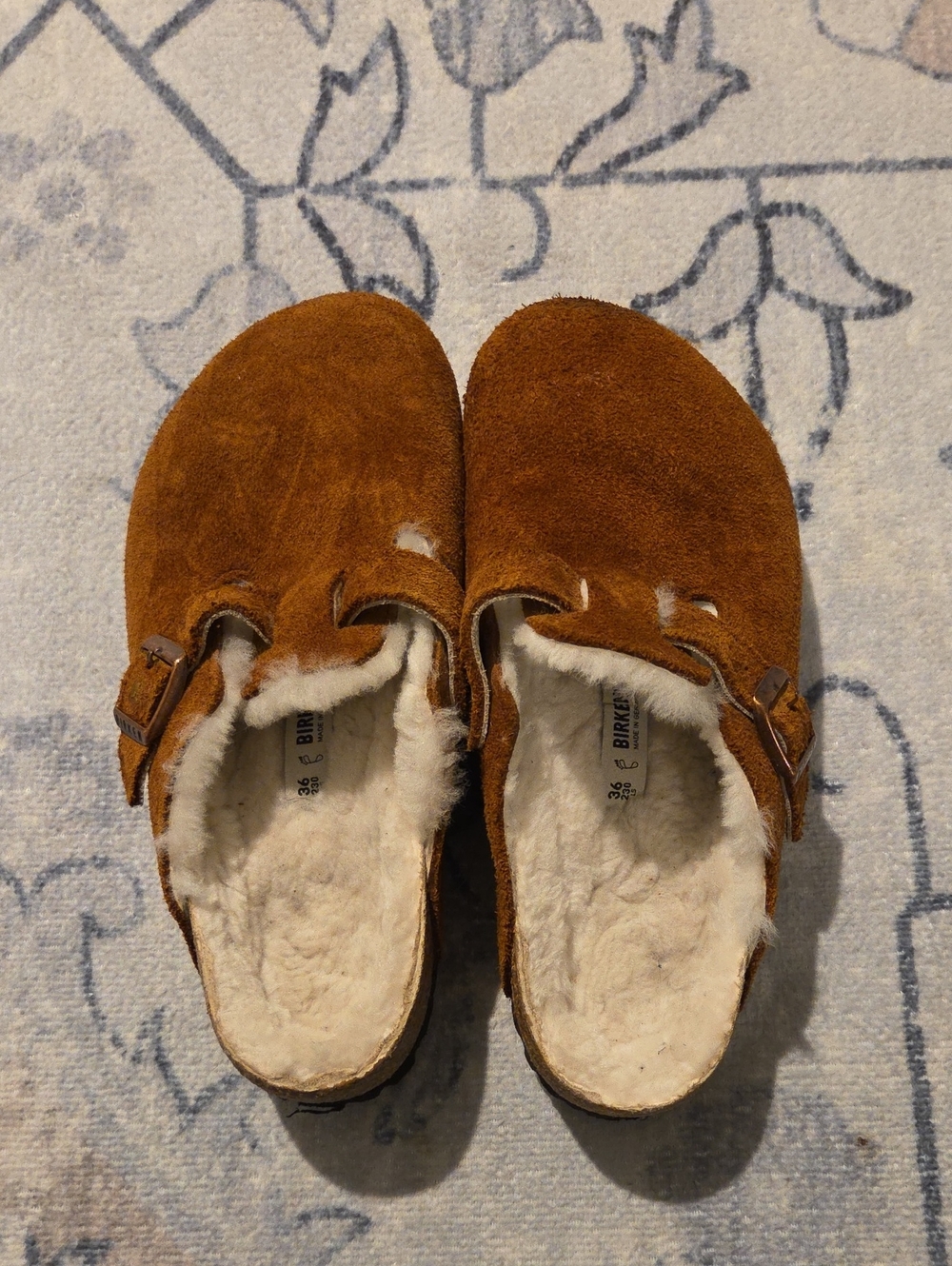 Birkenstock Suede Shearling Clog in Rust